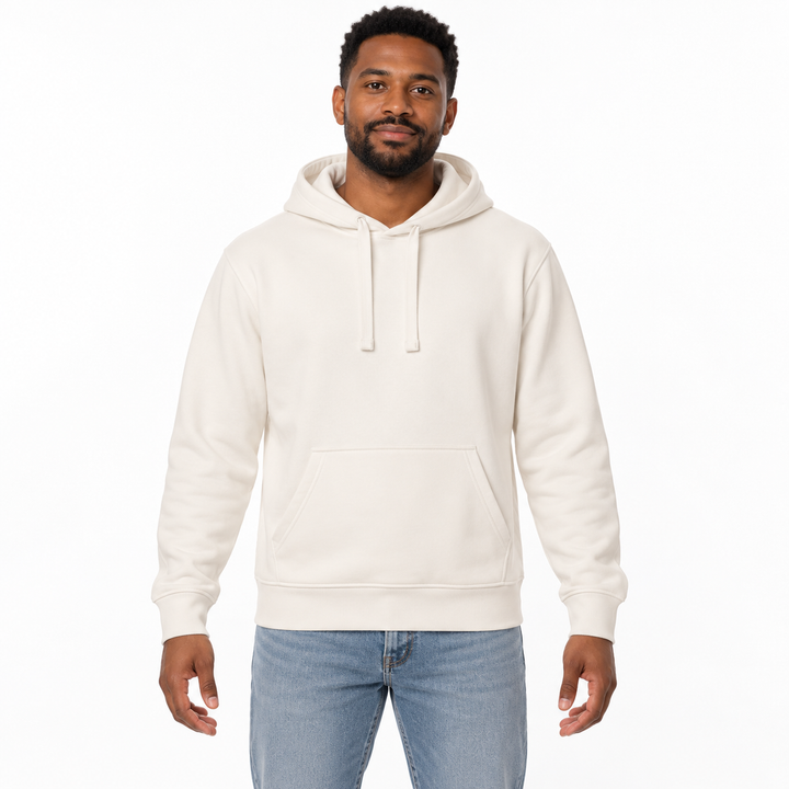 Sitztgut Unisex-Hoodie mit Kängurutasche – Vintage White – Vorderansicht