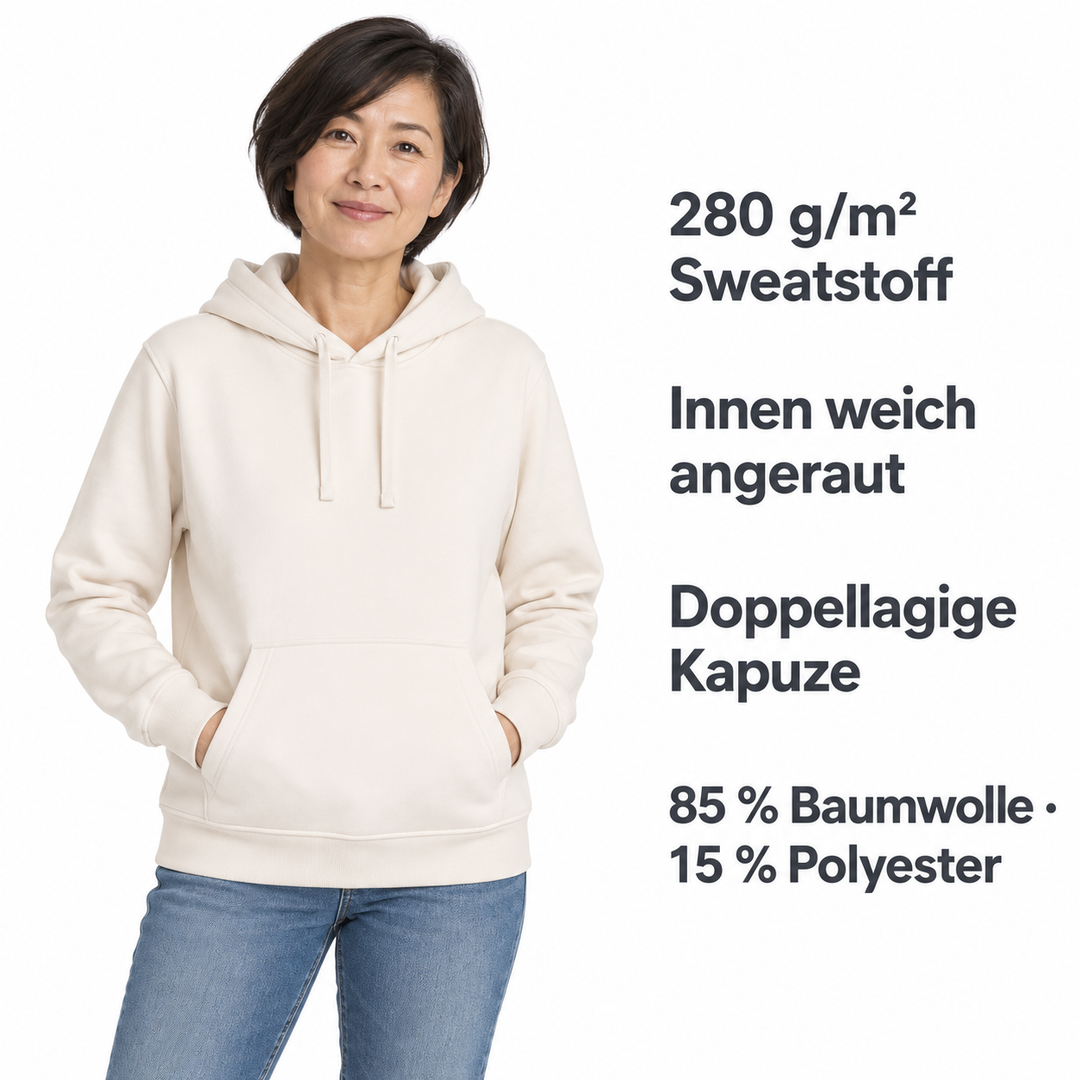 Sitztgut Unisex-Hoodie mit Kängurutasche – Vintage White – Produktdetails