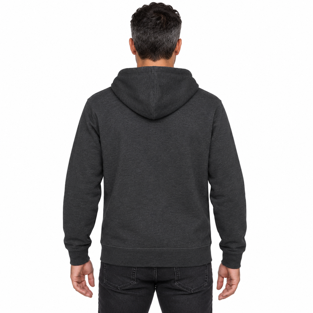 Sitztgut Unisex-Hoodie mit Kängurutasche – Dark Heather Grey – Rückenansicht