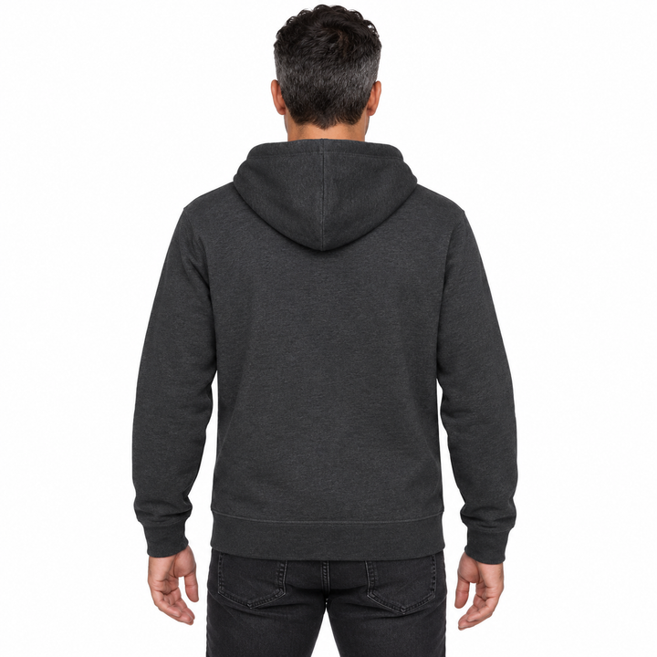 Sitztgut Unisex-Hoodie mit Kängurutasche – Dark Heather Grey – Rückenansicht