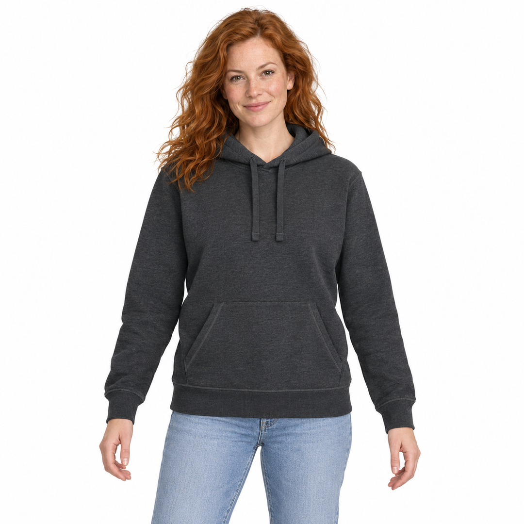 Sitztgut Unisex-Hoodie mit Kängurutasche – Dark Heather Grey – Vorderansicht