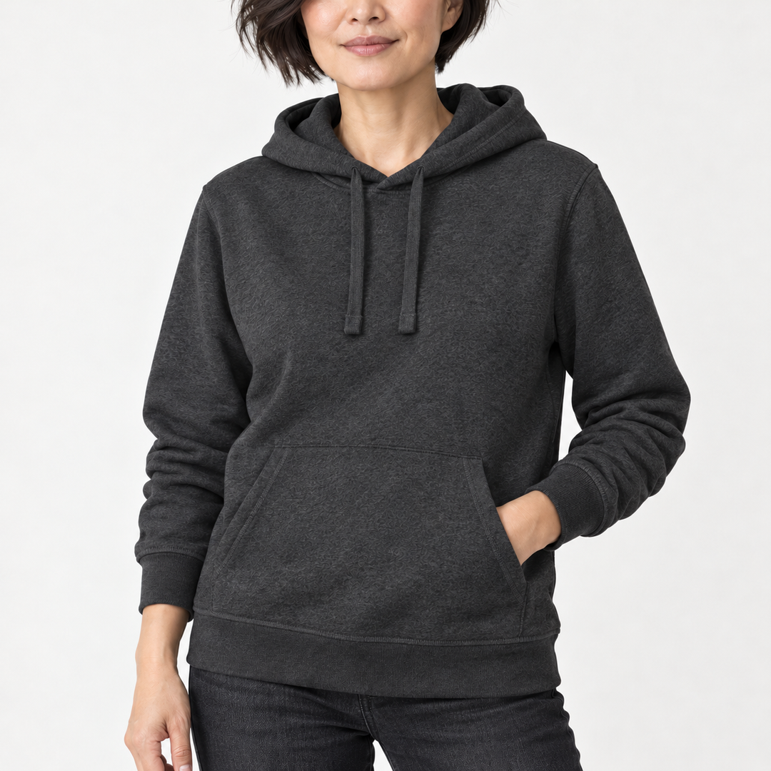Sitztgut Unisex-Hoodie mit Kängurutasche – Dark Heather Grey – Materialdetail