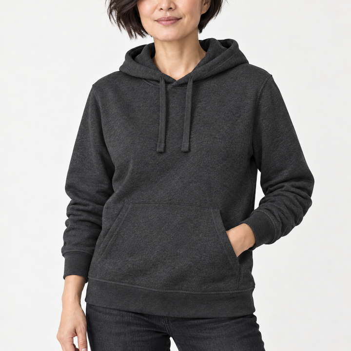 Sitztgut Unisex-Hoodie mit Kängurutasche – Dark Heather Grey – Materialdetail