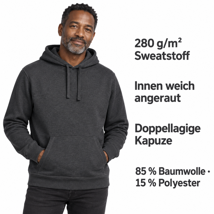 Sitztgut Unisex-Hoodie mit Kängurutasche – Dark Heather Grey – Produktdetails