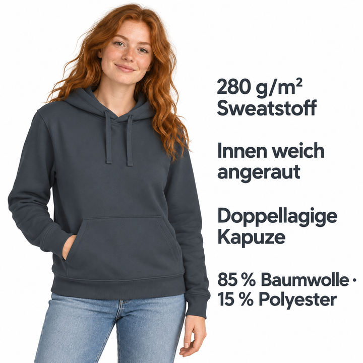Sitztgut Unisex-Hoodie mit Kängurutasche – India Ink Grey – Produktdetails