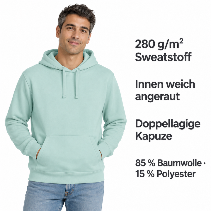 Sitztgut Unisex-Hoodie mit Kängurutasche – Caribbean Blue – Produktdetails