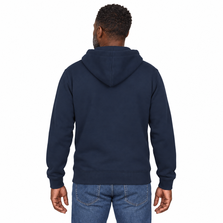 Sitztgut Unisex-Hoodie mit Kängurutasche – Marineblau – Rückenansicht