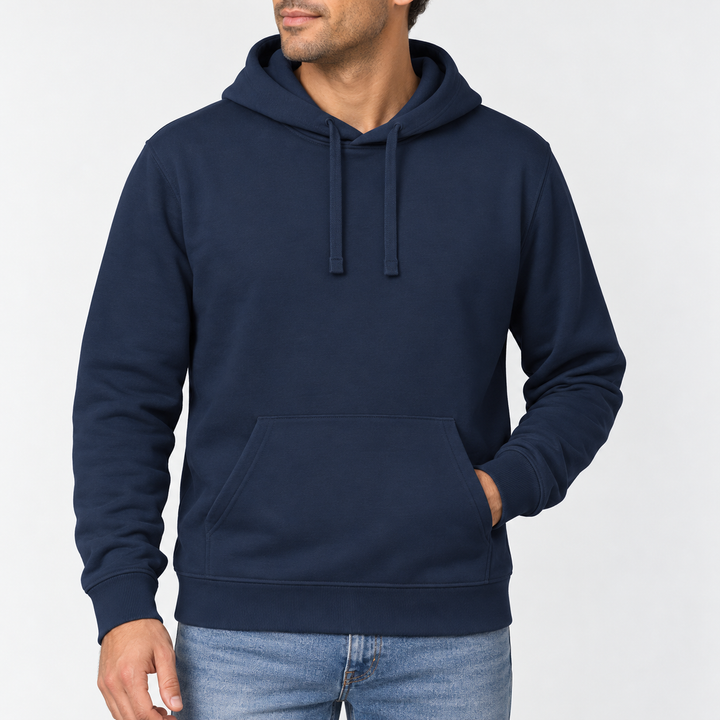 Sitztgut Unisex-Hoodie mit Kängurutasche – Marineblau – Materialdetail