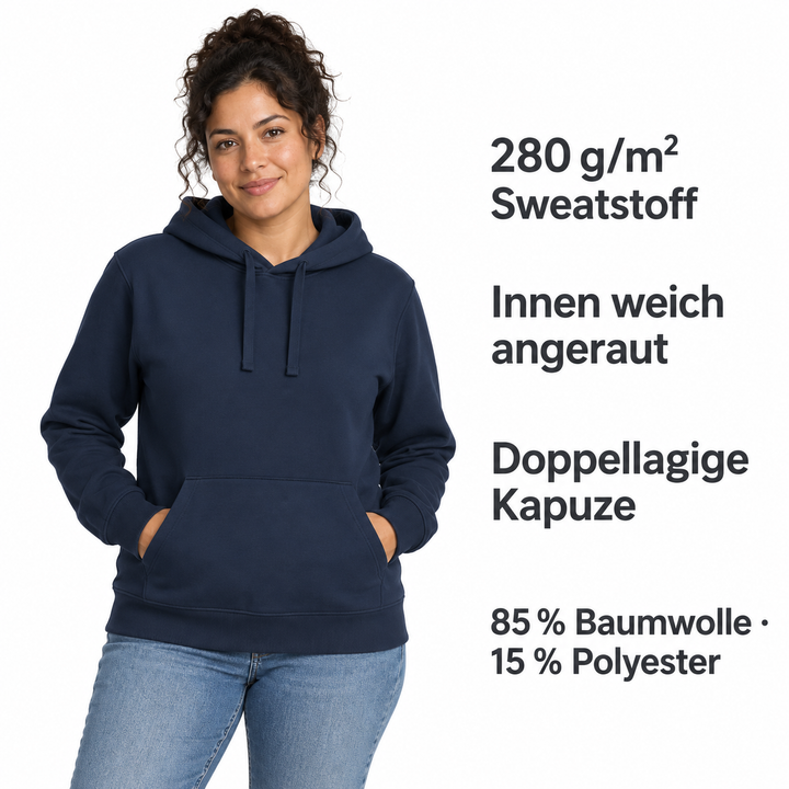 Sitztgut Unisex-Hoodie mit Kängurutasche – Marineblau – Produktdetails
