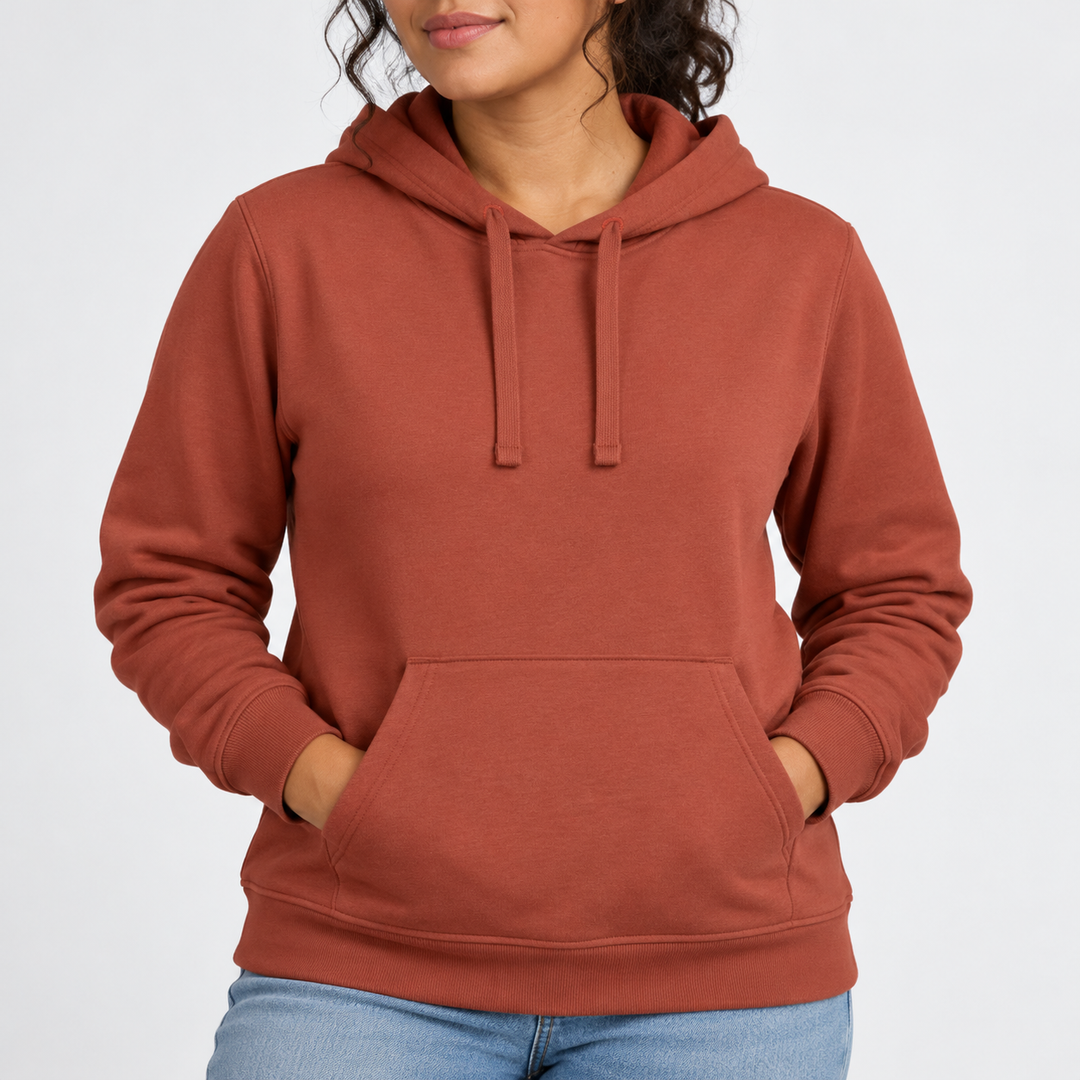 Sitztgut Unisex-Hoodie mit Kängurutasche – Heritage Brown – Materialdetail