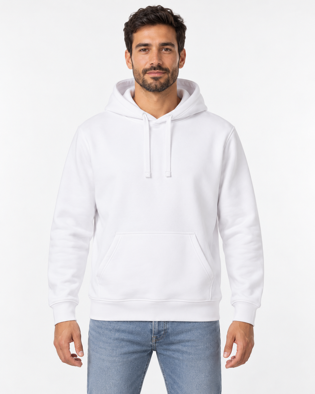 Sitztgut Unisex-Hoodie mit Kängurutasche – Weiß – Vorderansicht