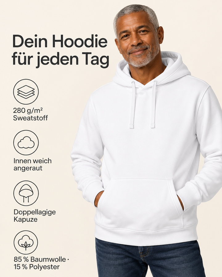 Sitztgut Unisex-Hoodie mit Kängurutasche – Weiß – Produktdetails