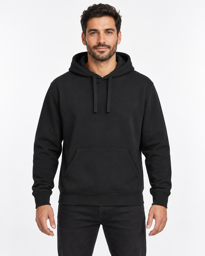 Sitztgut Unisex-Hoodie mit Kängurutasche – Schwarz – Vorderansicht