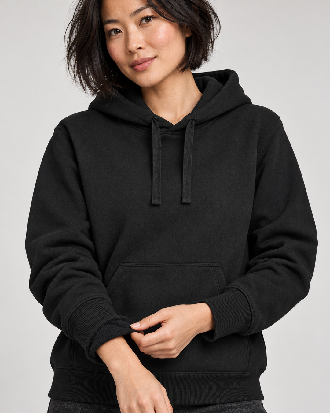 Sitztgut Unisex-Hoodie mit Kängurutasche – Schwarz – Materialdetail