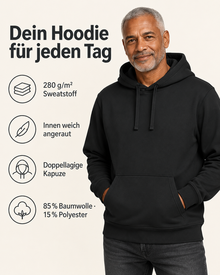 Sitztgut Unisex-Hoodie mit Kängurutasche – Schwarz – Produktdetails