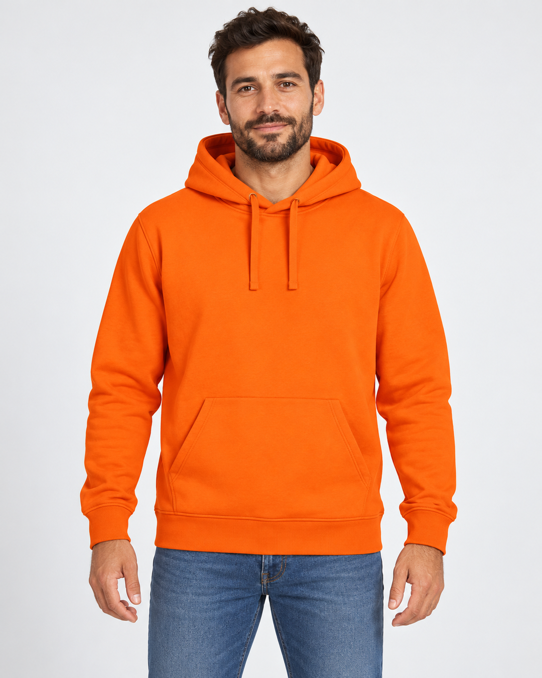 Sitztgut Unisex-Hoodie mit Kängurutasche – Bright Orange – Vorderansicht