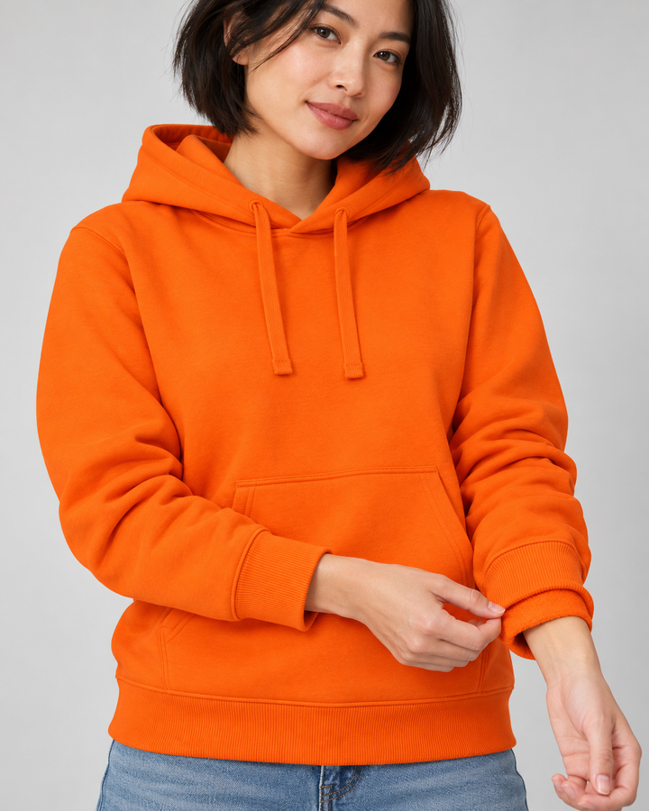 Sitztgut Unisex-Hoodie mit Kängurutasche – Bright Orange – Materialdetail