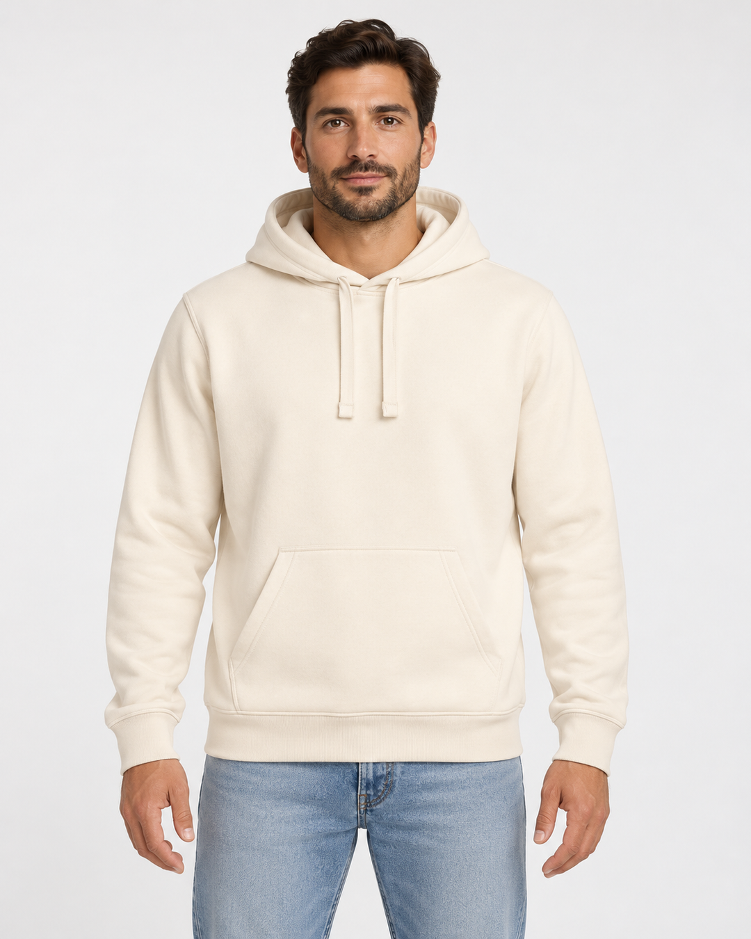 Sitztgut Unisex-Hoodie mit Kängurutasche – Natur – Vorderansicht
