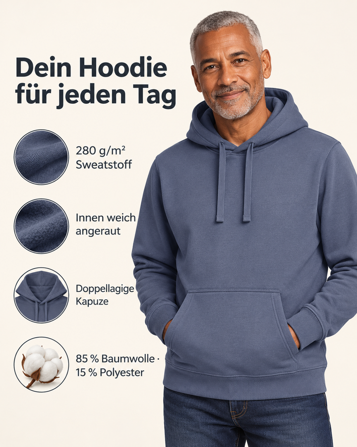 Sitztgut Unisex-Hoodie mit Kängurutasche – Blue Grey – Produktdetails
