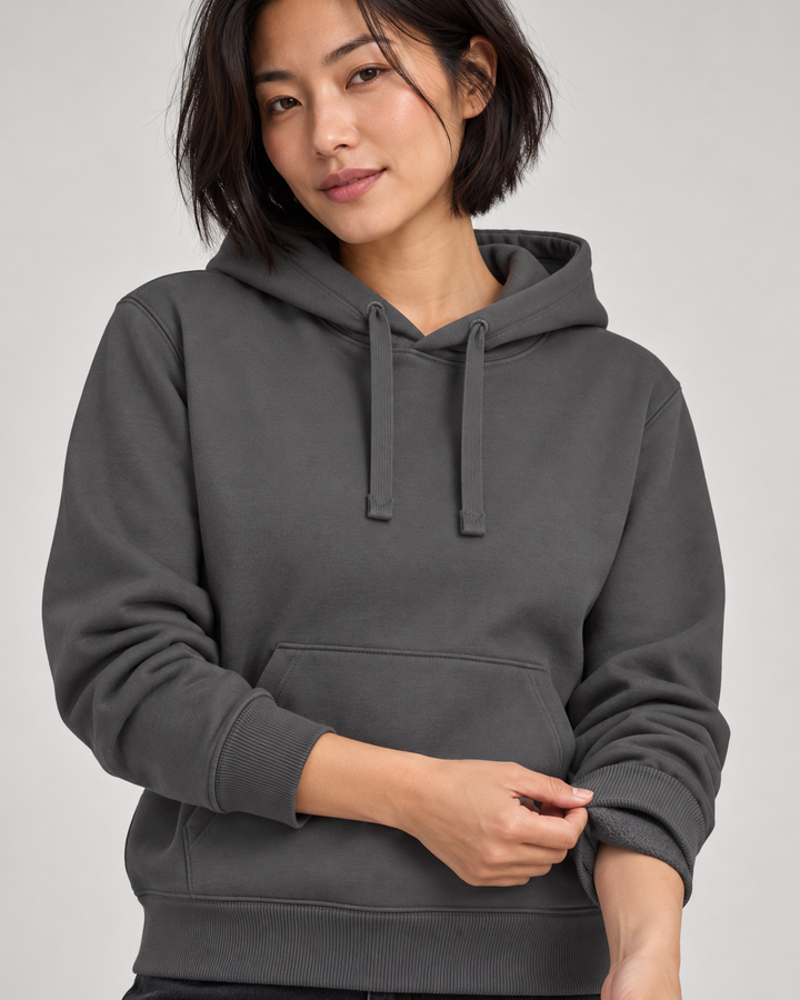 Sitztgut Unisex-Hoodie mit Kängurutasche – Anthracite – Materialdetail