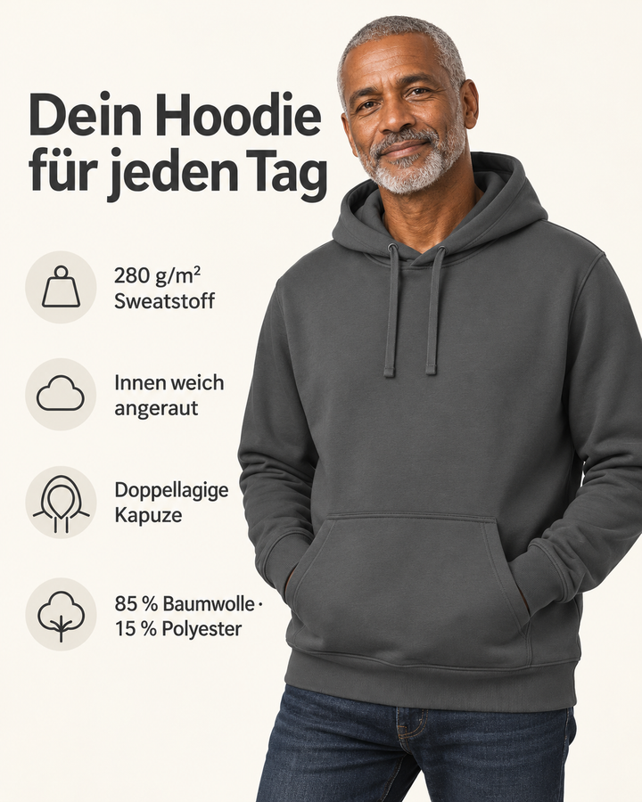 Sitztgut Unisex-Hoodie mit Kängurutasche – Anthracite – Produktdetails