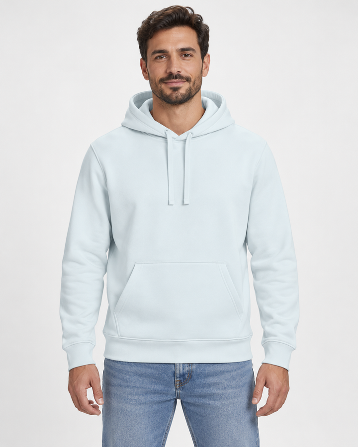 Sitztgut Unisex-Hoodie mit Kängurutasche – Blue Ice – Vorderansicht