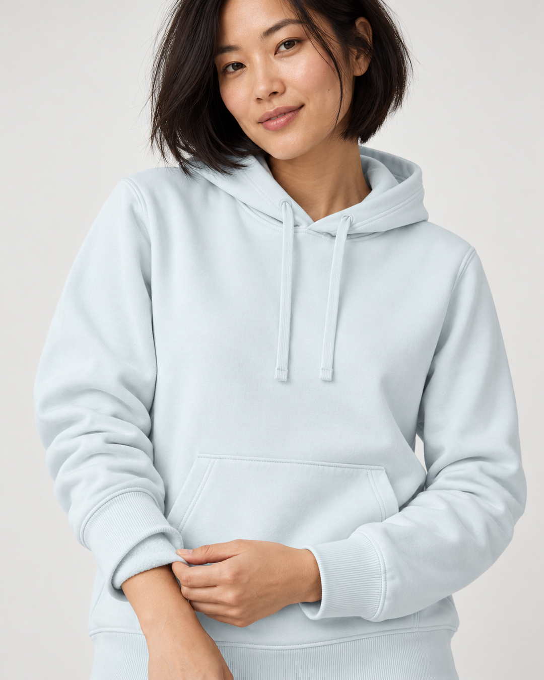 Sitztgut Unisex-Hoodie mit Kängurutasche – Blue Ice – Materialdetail