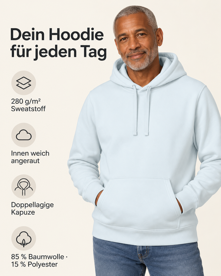 Sitztgut Unisex-Hoodie mit Kängurutasche – Blue Ice – Produktdetails