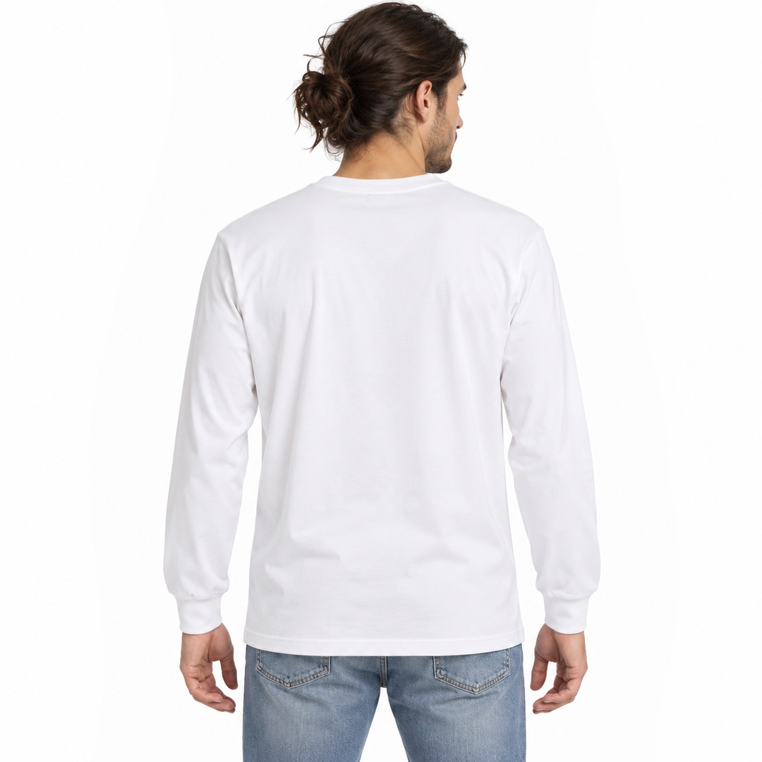 Sitztgut Unisex-Langarmshirt aus Baumwolle, 240 g/m² – Weiß – Rückenansicht