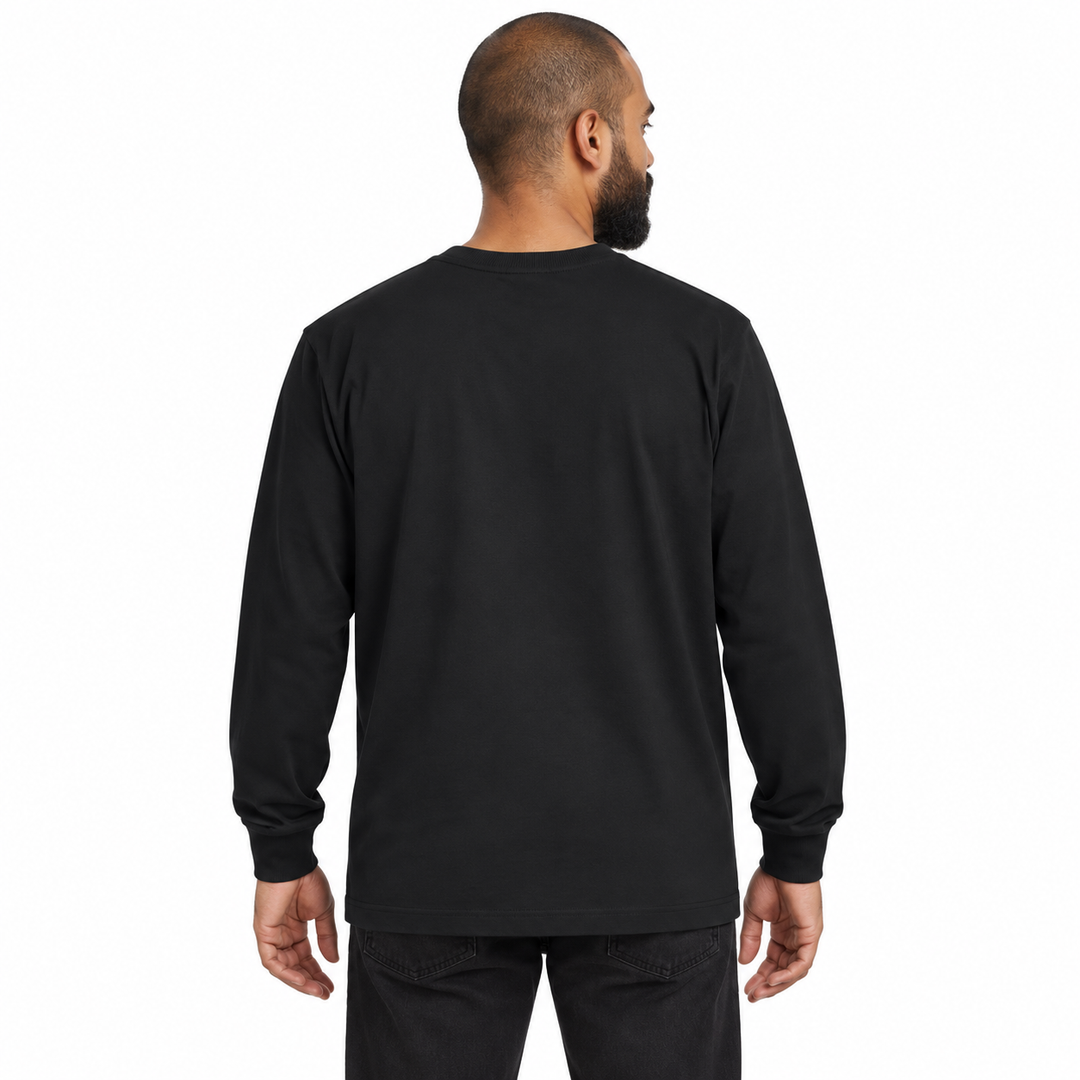 Sitztgut Unisex-Langarmshirt aus Baumwolle, 240 g/m² – Schwarz – Rückenansicht