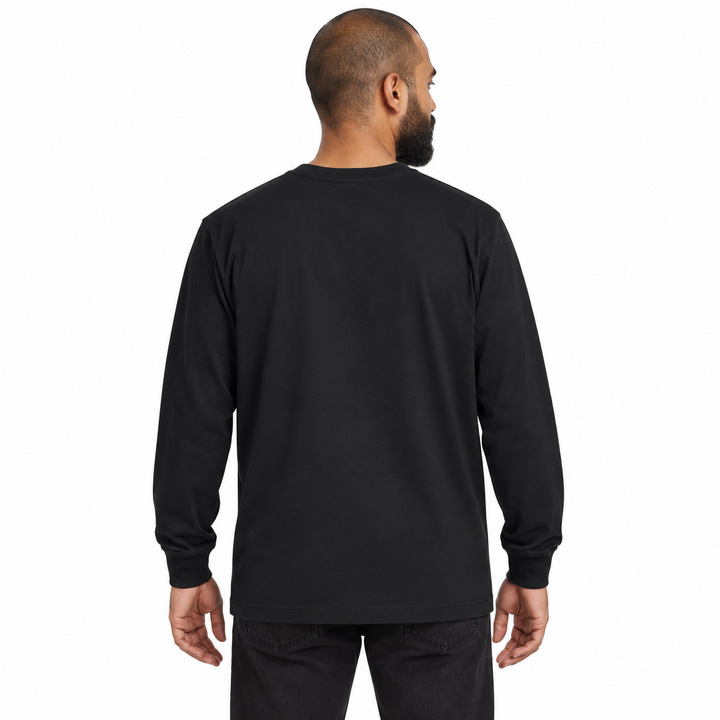 Sitztgut Unisex-Langarmshirt aus Baumwolle, 240 g/m² – Schwarz – Rückenansicht