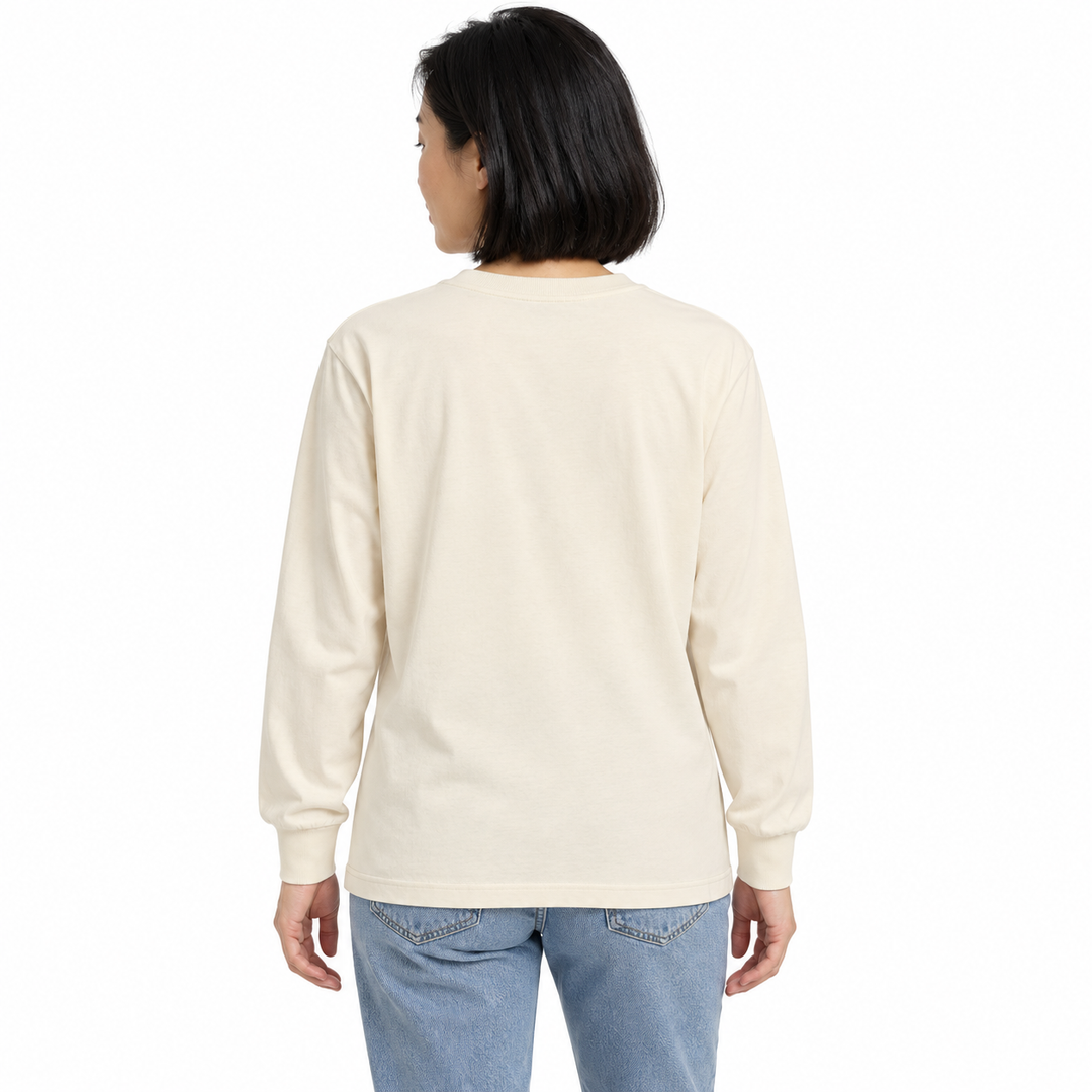 Sitztgut Unisex-Langarmshirt aus Baumwolle, 240 g/m² – Natur – Rückenansicht