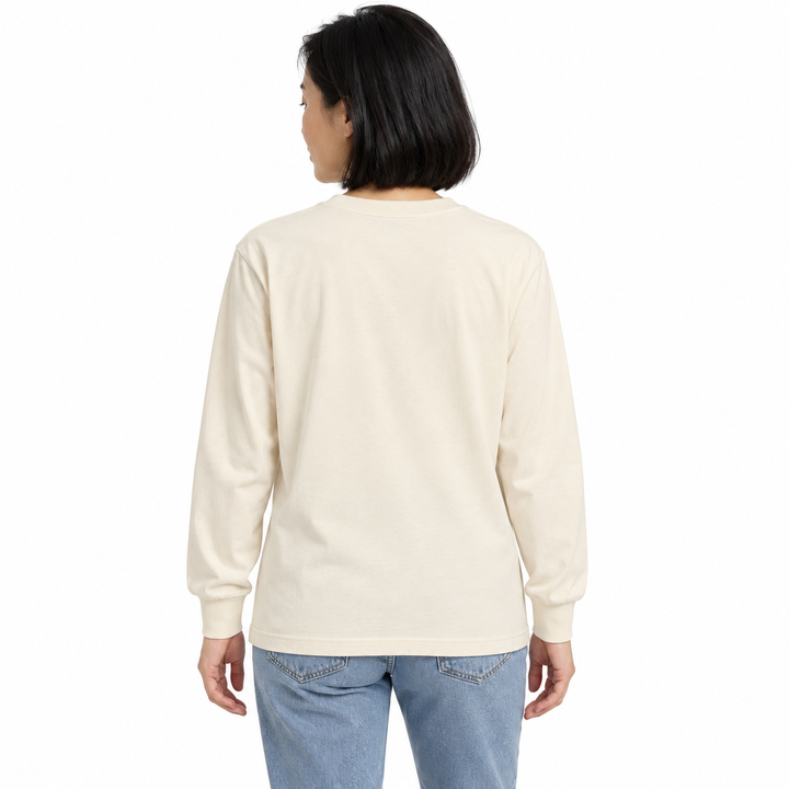 Sitztgut Unisex-Langarmshirt aus Baumwolle, 240 g/m² – Natur – Rückenansicht