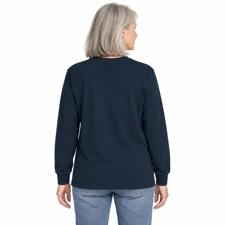 Sitztgut Unisex-Langarmshirt aus Baumwolle, 240 g/m² – Marineblau – Rückenansicht