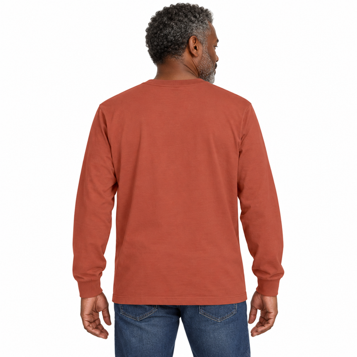 Sitztgut Unisex-Langarmshirt aus Baumwolle, 240 g/m² – Braun – Rückenansicht