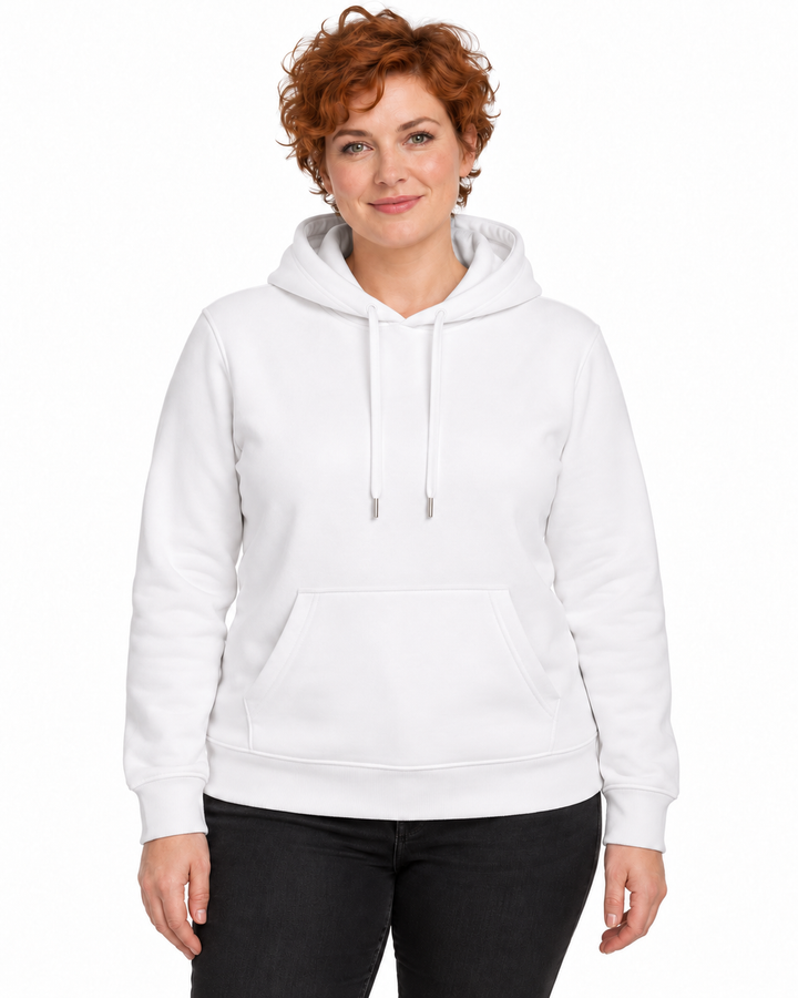 Sitztgut Damen-Hoodie aus Baumwolle, 350 g/m² – Weiß – Vorderansicht