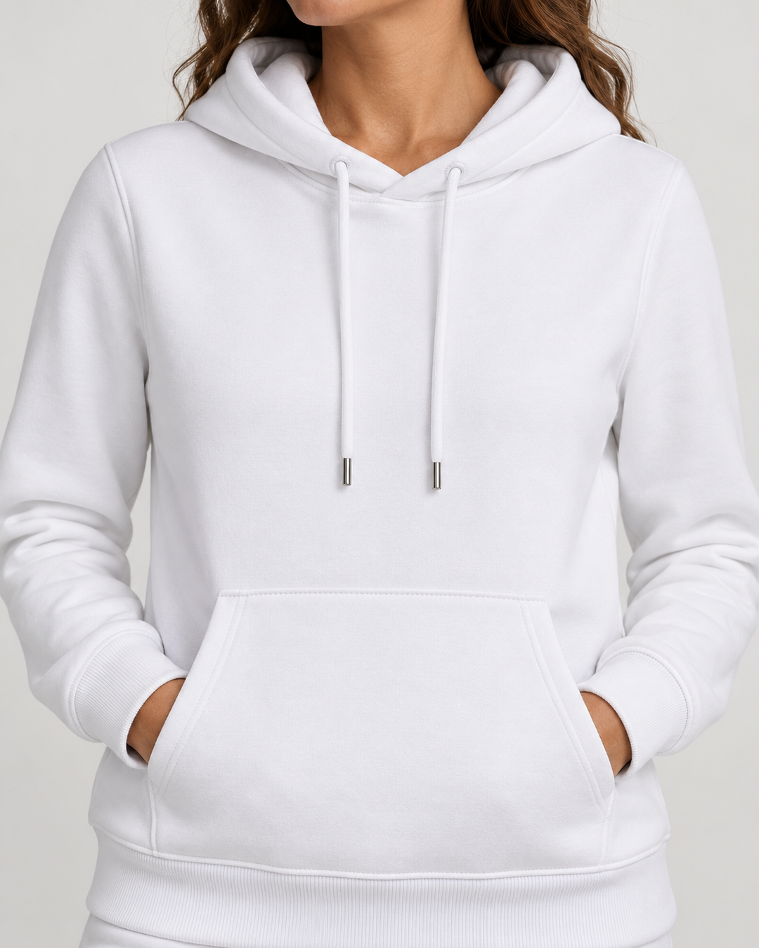 Sitztgut Damen-Hoodie aus Baumwolle, 350 g/m² – Weiß – Materialdetail
