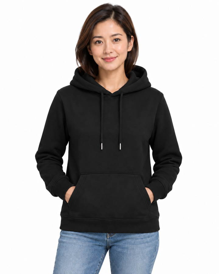 Sitztgut Damen-Hoodie aus Baumwolle, 350 g/m² – Schwarz – Vorderansicht
