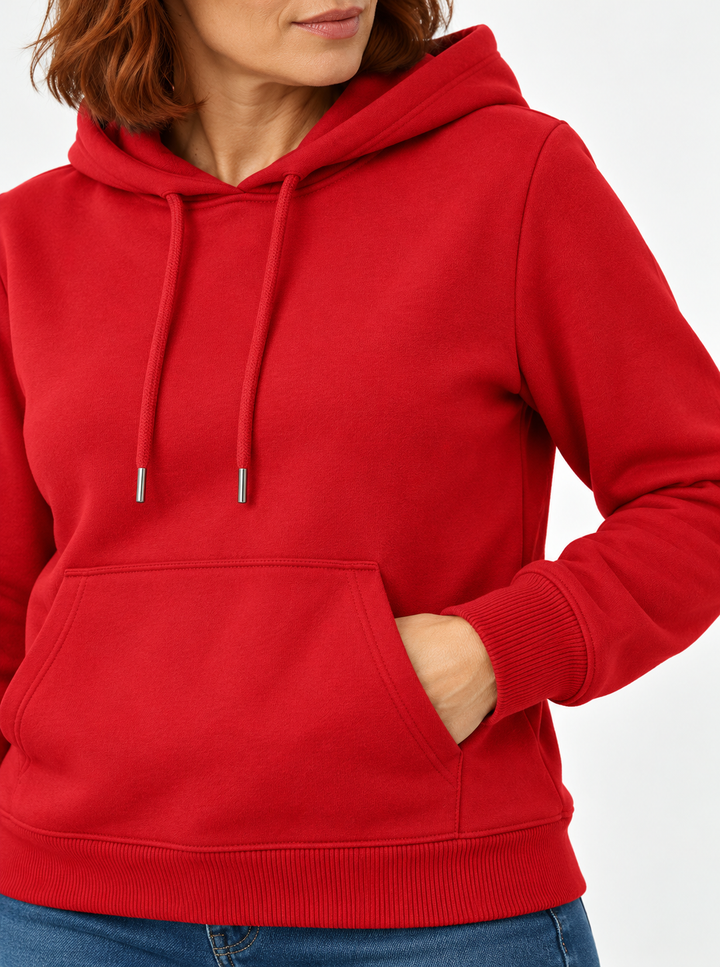 Sitztgut Damen-Hoodie aus Baumwolle, 350 g/m² – Red – Materialdetail