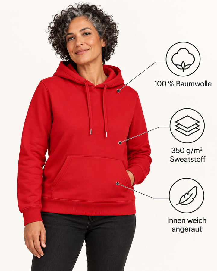 Sitztgut Damen-Hoodie aus Baumwolle, 350 g/m² – Red – Produktdetails