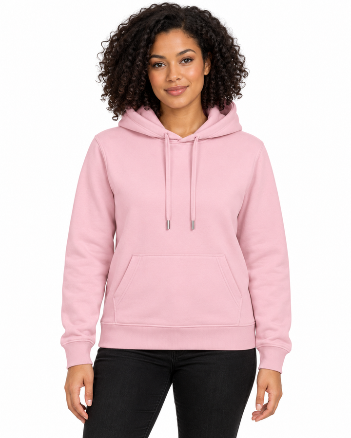 Sitztgut Damen-Hoodie aus Baumwolle, 350 g/m² – Cotton Pink – Vorderansicht