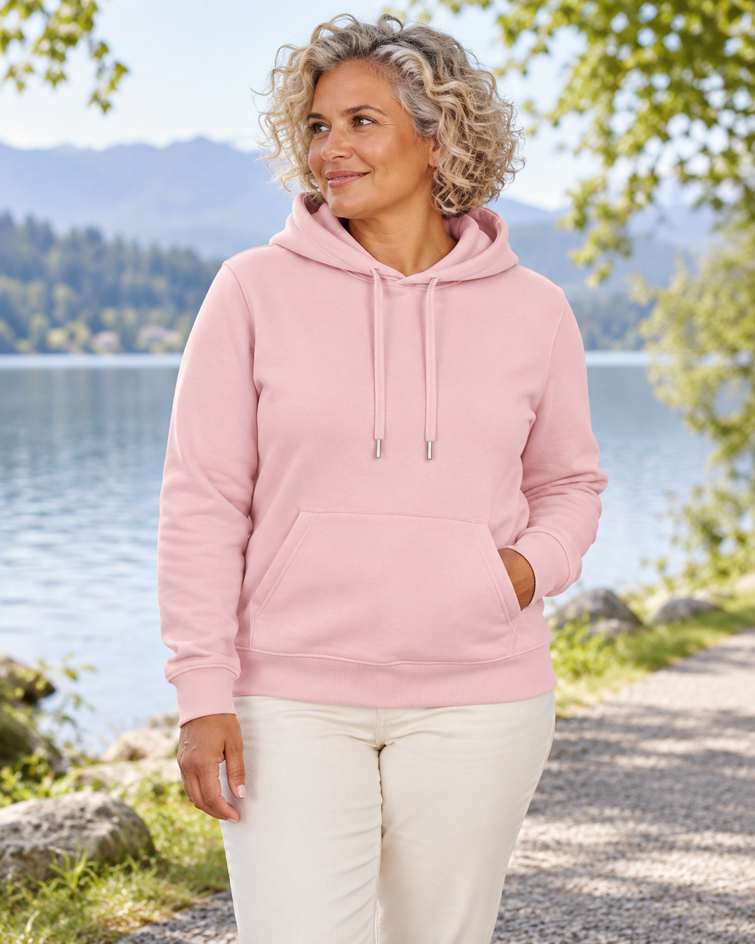Sitztgut Damen-Hoodie aus Baumwolle, 350 g/m² – Cotton Pink – Alltagsansicht