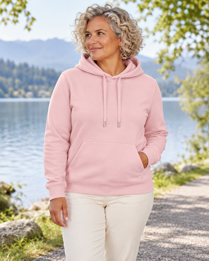 Sitztgut Damen-Hoodie aus Baumwolle, 350 g/m² – Cotton Pink – Alltagsansicht