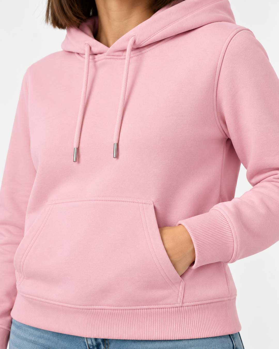 Sitztgut Damen-Hoodie aus Baumwolle, 350 g/m² – Cotton Pink – Materialdetail