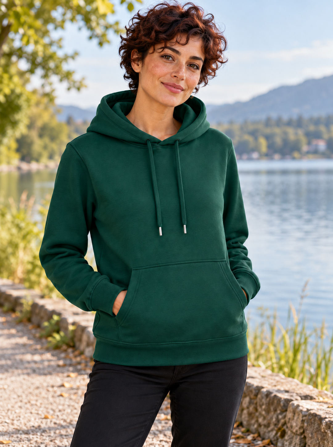 Sitztgut Damen-Hoodie aus Baumwolle, 350 g/m² – Glazed Green – Alltagsansicht