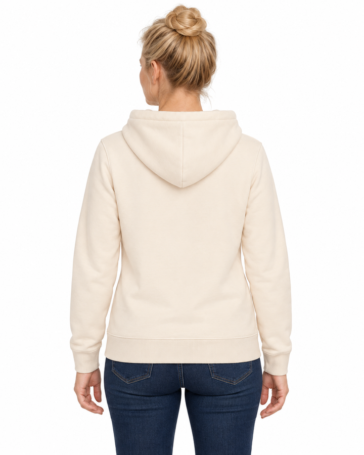 Sitztgut Damen-Hoodie aus Baumwolle, 350 g/m² – Natur – Rückenansicht