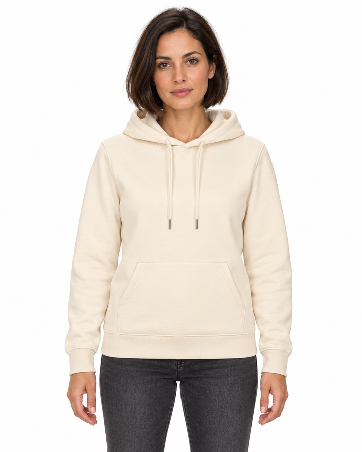 Sitztgut Damen-Hoodie aus Baumwolle, 350 g/m² – Natur – Vorderansicht