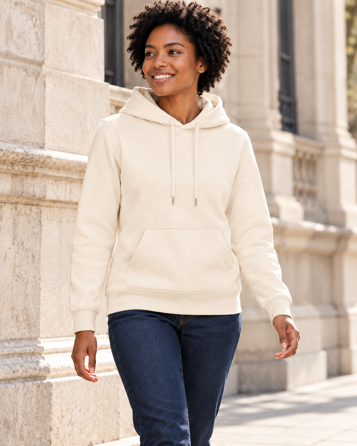 Sitztgut Damen-Hoodie aus Baumwolle, 350 g/m² – Natur – Alltagsansicht
