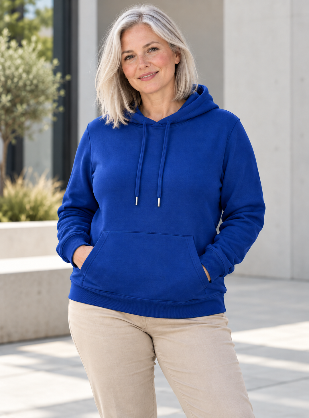 Sitztgut Damen-Hoodie aus Baumwolle, 350 g/m² – Worker Blue – Alltagsansicht
