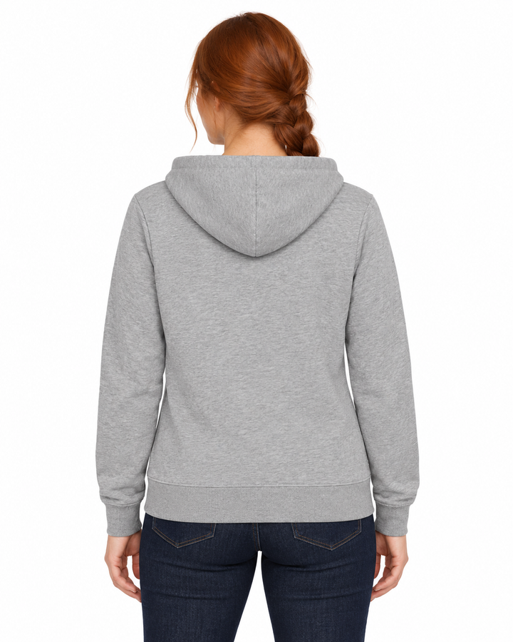 Sitztgut Damen-Hoodie aus Baumwolle, 350 g/m² – Grau meliert (Heather Grey) – Rückenansicht